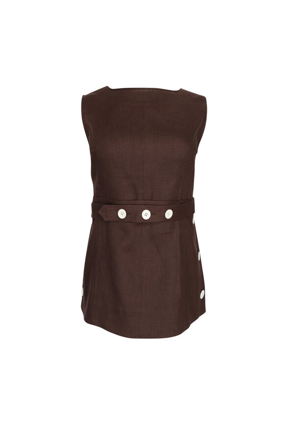 Oroton Button Espresso Shell Top