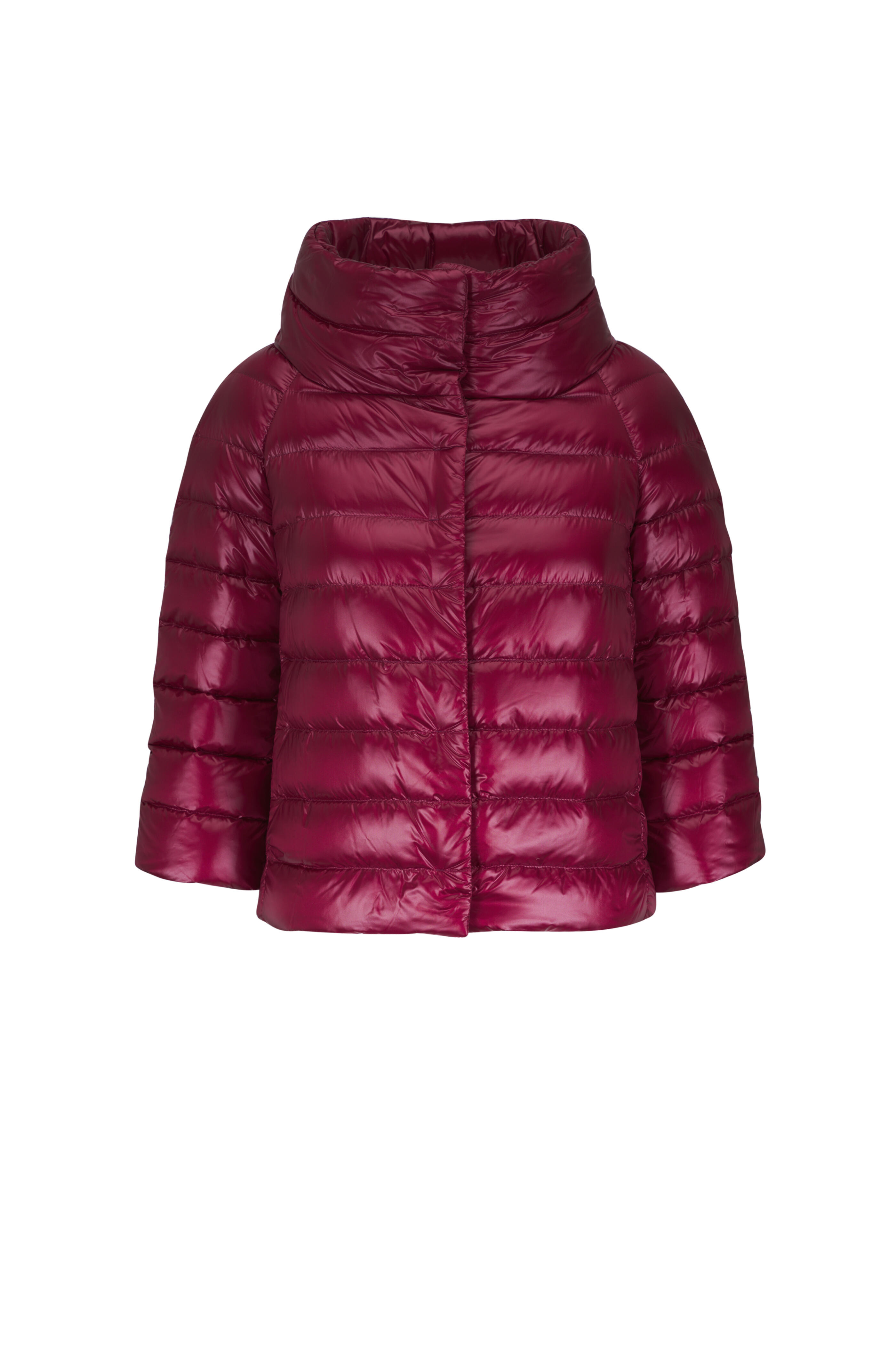 Herno - Sofia Burgundy Three-Quarter Sleeve Puffer Jacket