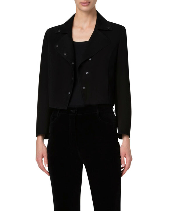 Akris Punto - Black Suede Moto Cropped Jacket