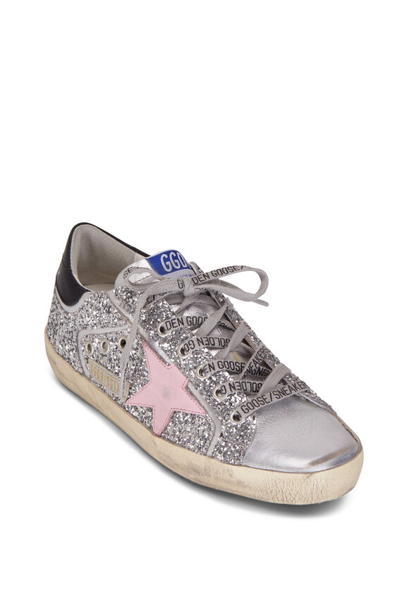 Golden Goose - Super-Star Silver Glitter & Pink Star Sneaker