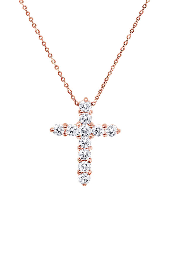 Diana M Jewels 14k Rose Gold Diamond Cross Pendant Necklace - view 1