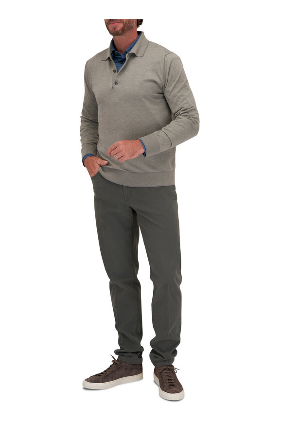 Brioni - Gray Cashmere & Cotton Quarter Placket Pullover