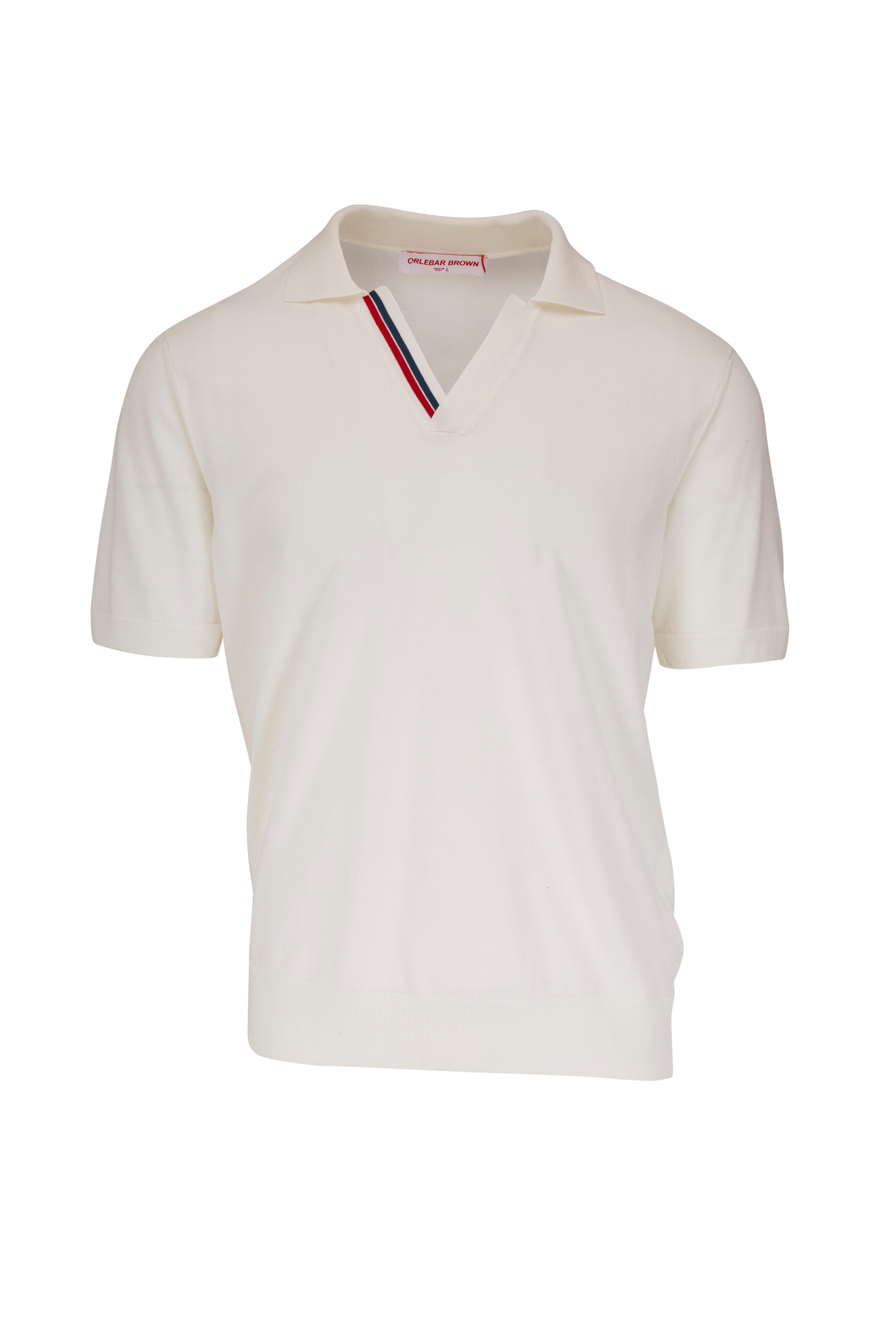 ORLEBAR BROWN ホワイト長袖ポロシャツ Orlebar Brown - Horton OB Stripe White Sand Polo