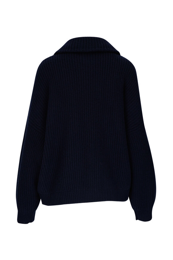 Lisa Yang - Mela Navy Cashmere Zip Cardigan 