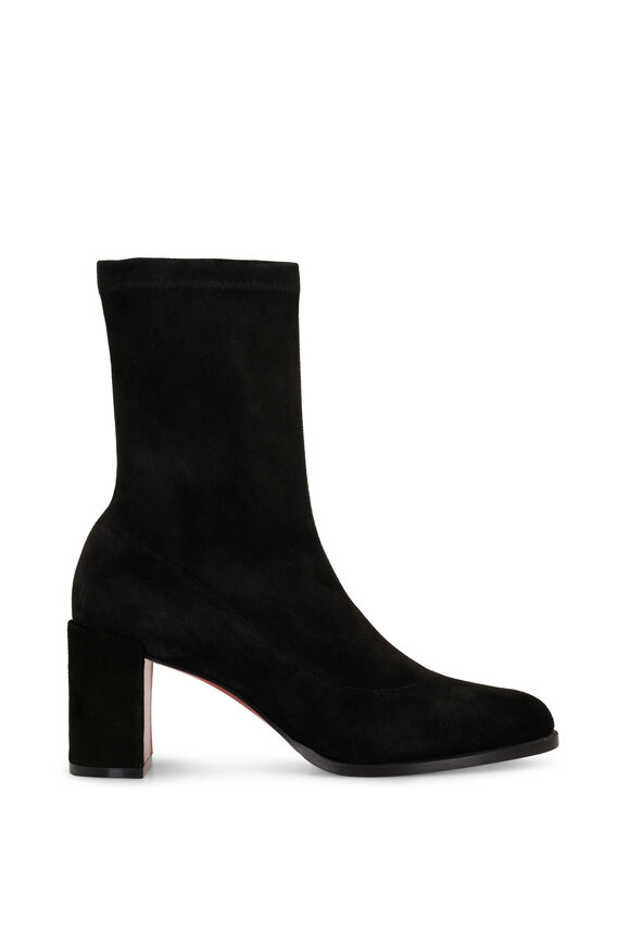 Christian Louboutin - Adoxa Black Stretch Suede Short Boot, 70mm