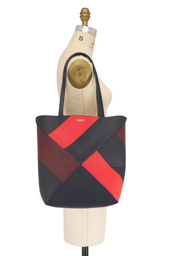 Loewe Medium Puzzle Fold Multi Deep Navy Leather Tote - view 6