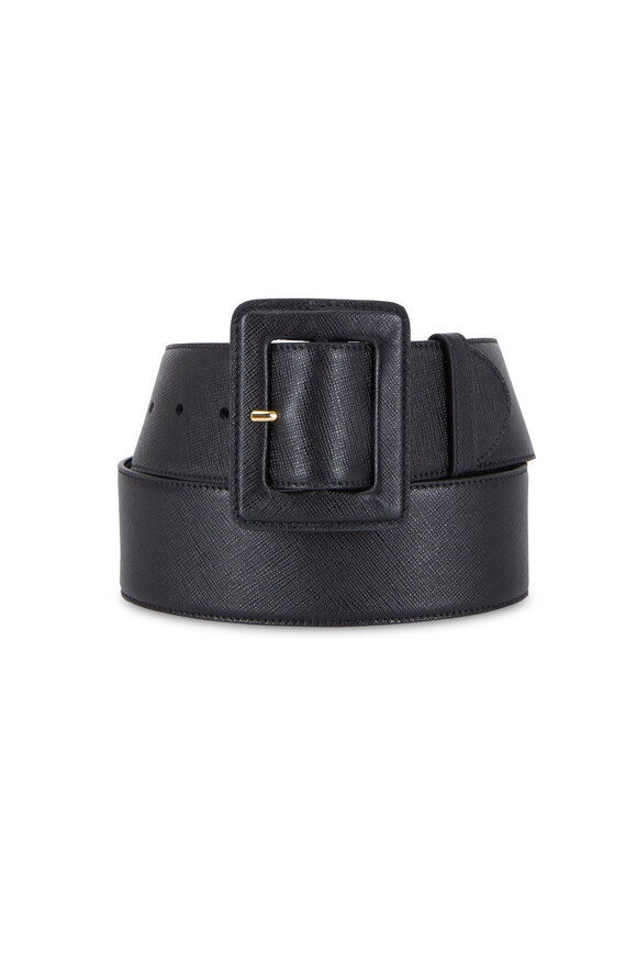 Prada - Black Saffiano Covered Buckle Belt, 5cm