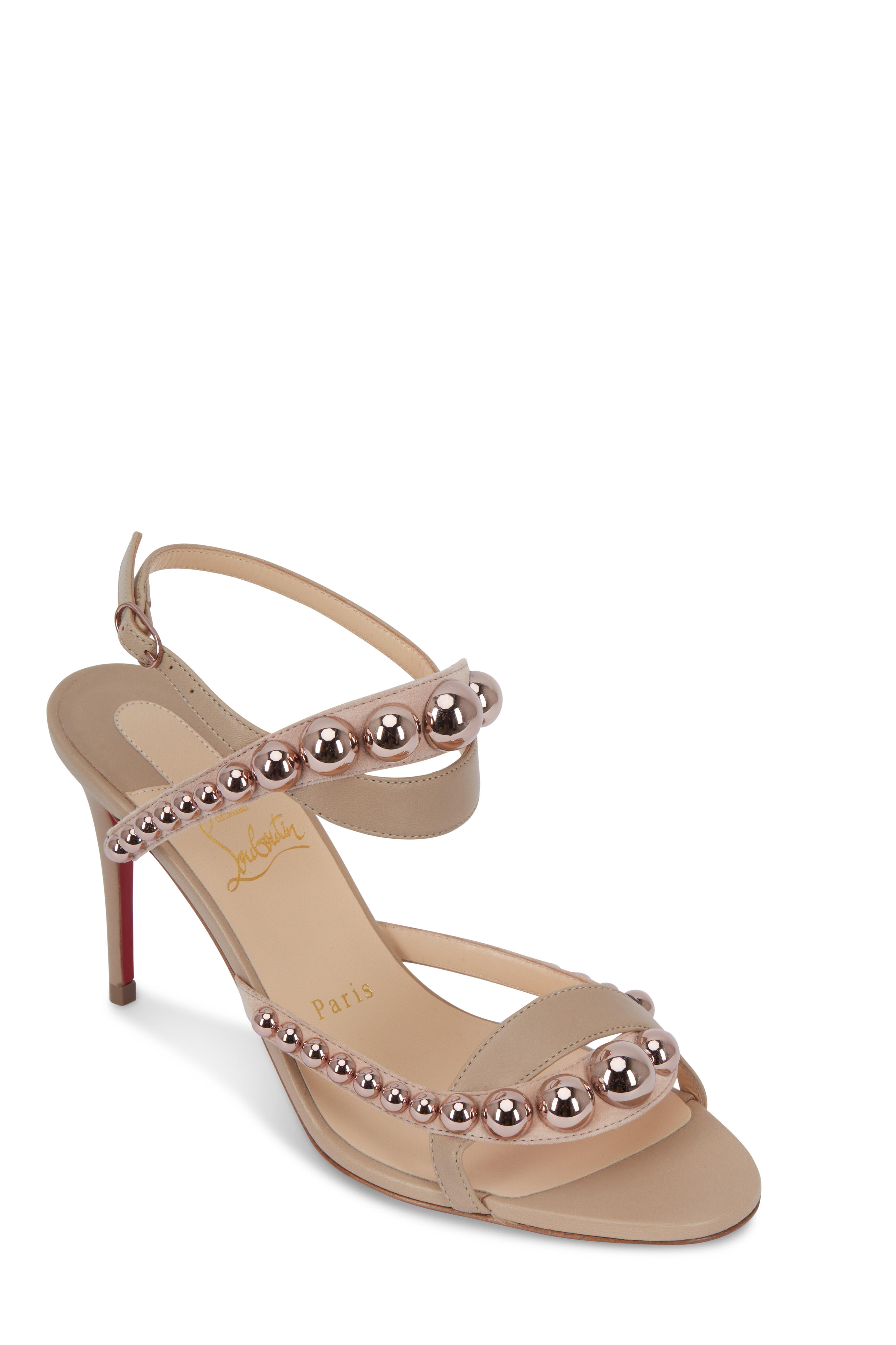 Christian Louboutin - Galeria Nude & Bronze Rose Stud Sandal