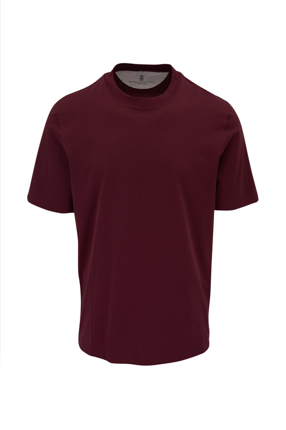 Brunello Cucinelli Burgundy Short Sleeve Crewneck T-Shirt