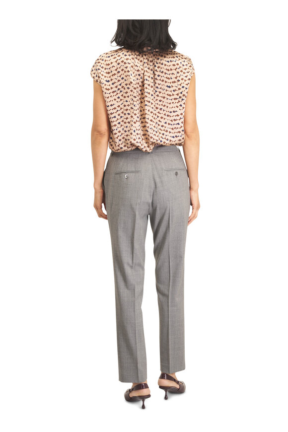 Kiton Pink & Beige Silk Collared Sleeveless Blouse - view 3