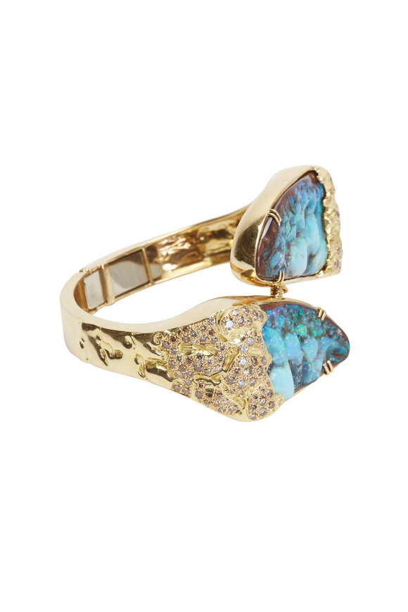 Kimberly McDonald - Gold Boulder Opal & Brown Diamond Cuff Bracelet