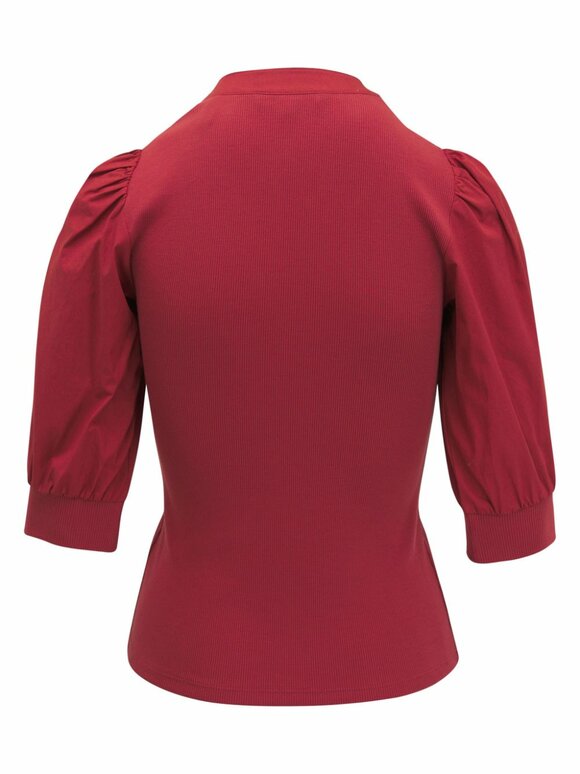 Veronica Beard - Coralee Brick Red Puff Sleeve Top