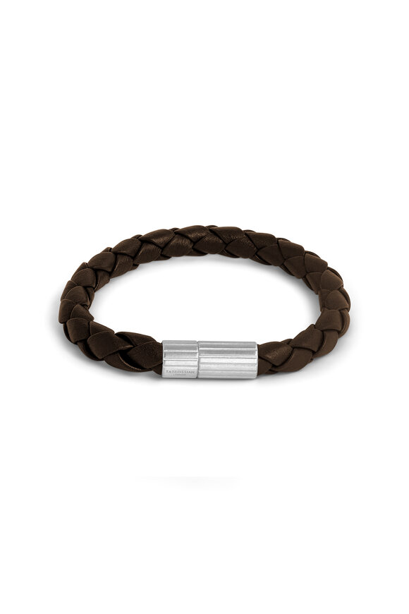 Tateossian - Brown Braided Leather Bracelet