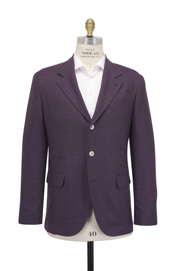 Brunello Cucinelli Dark Burgundy Wool, Cashmere & Silk Sportcoat - view 5