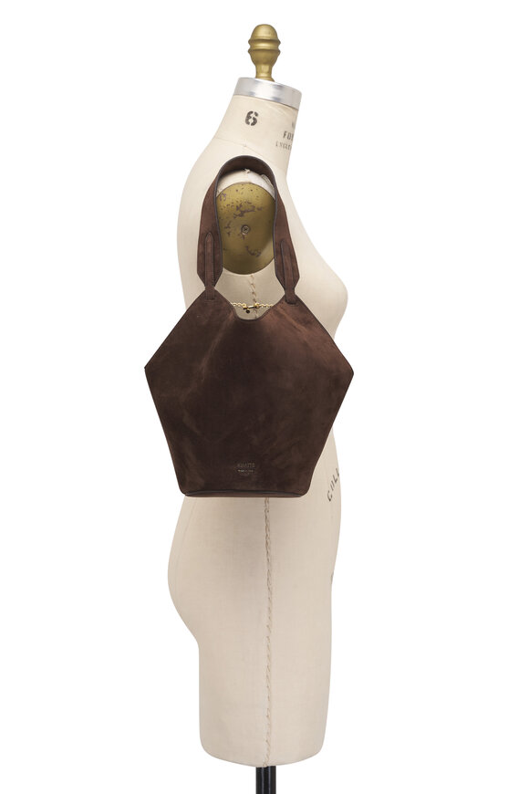 Khaite Mini Lotus Dark Brown Suede Tote - view 5