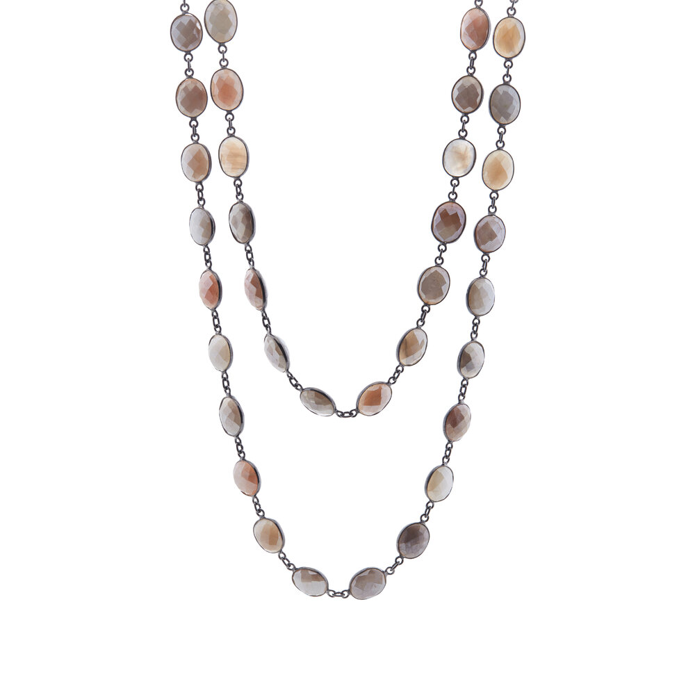 Loriann - Silver Mystic Moonstone Chain Necklace