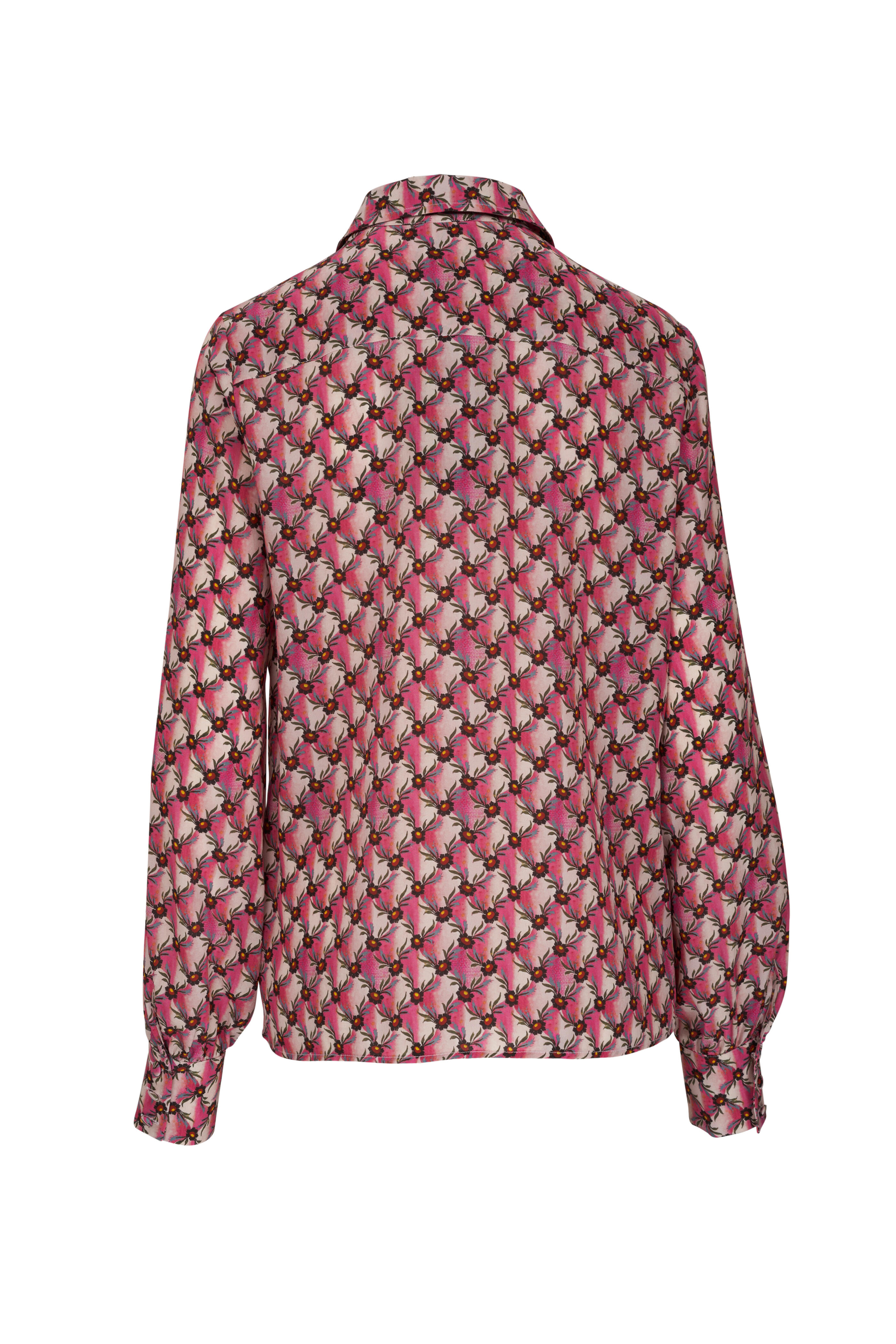 Tシャツ・カットソー ETRO FW23 Printed crepe blouse (118035241 0200) Etro - Pink Floral Print Silk Crêpe De Chine Blouse