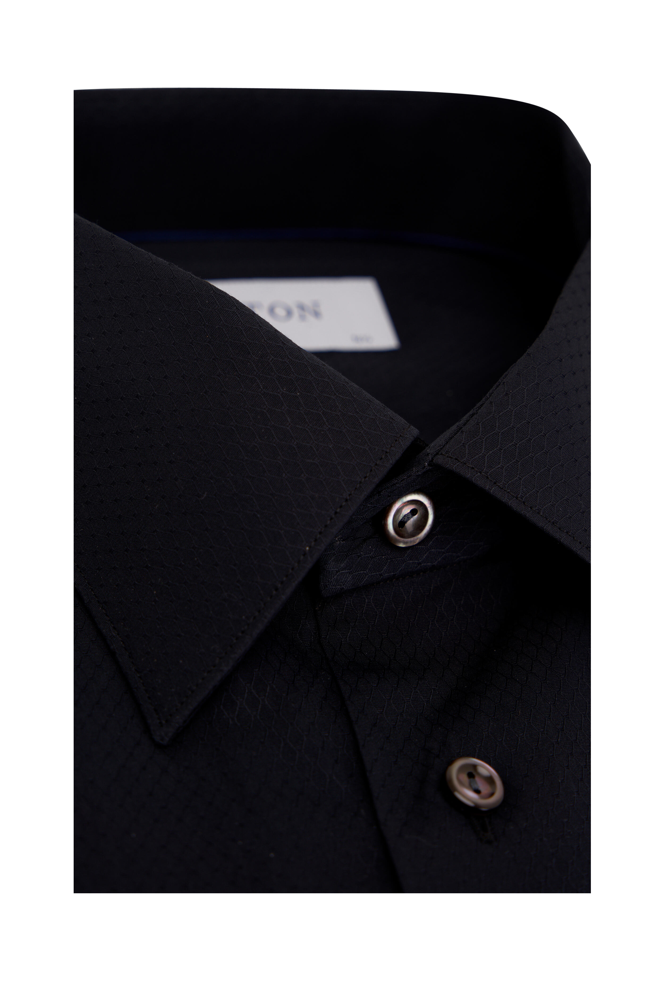 Eton Black Geometric Print Slim Fit Dress Shirt