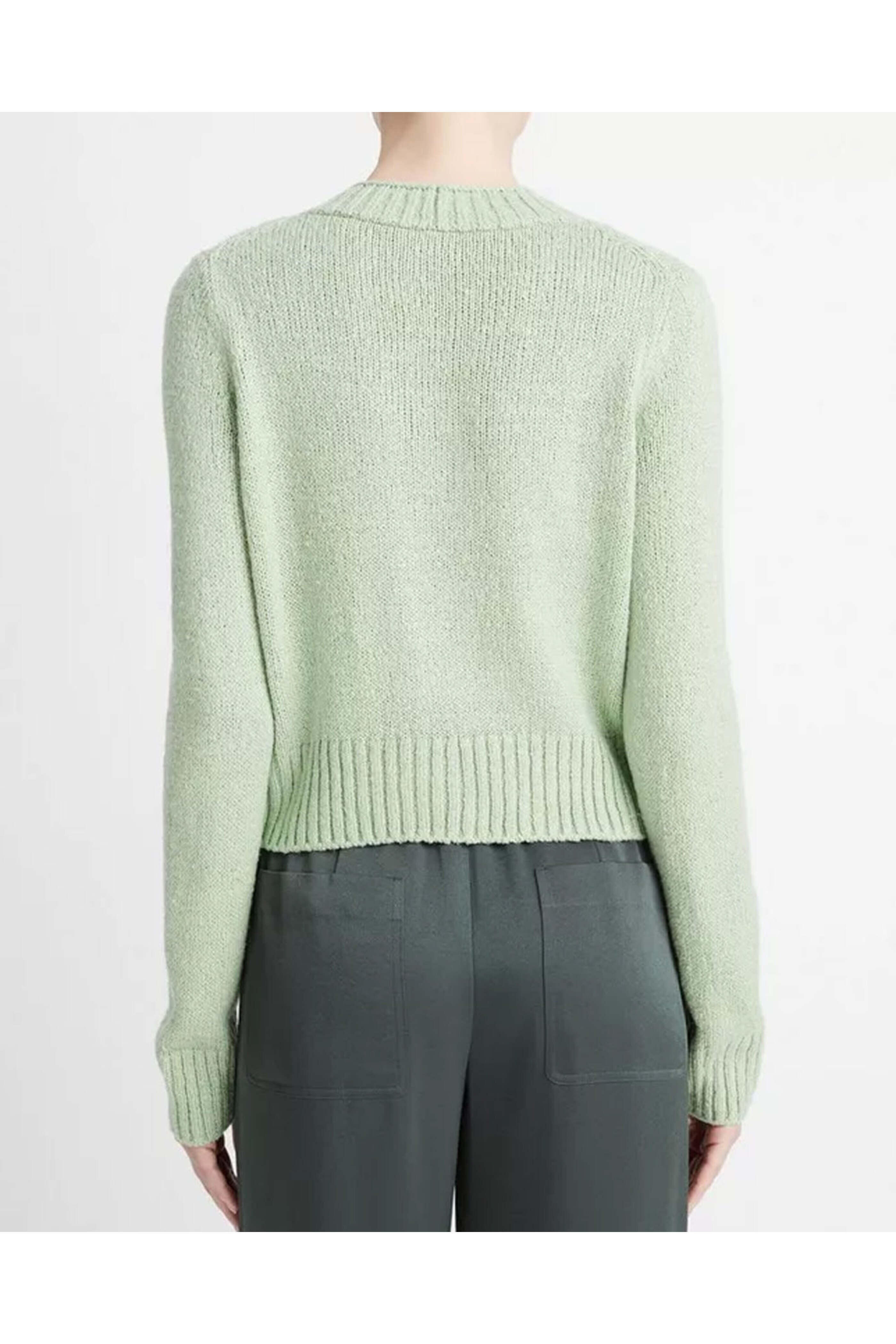 Vince - White Lime Plush Silk Crewneck Sweater
