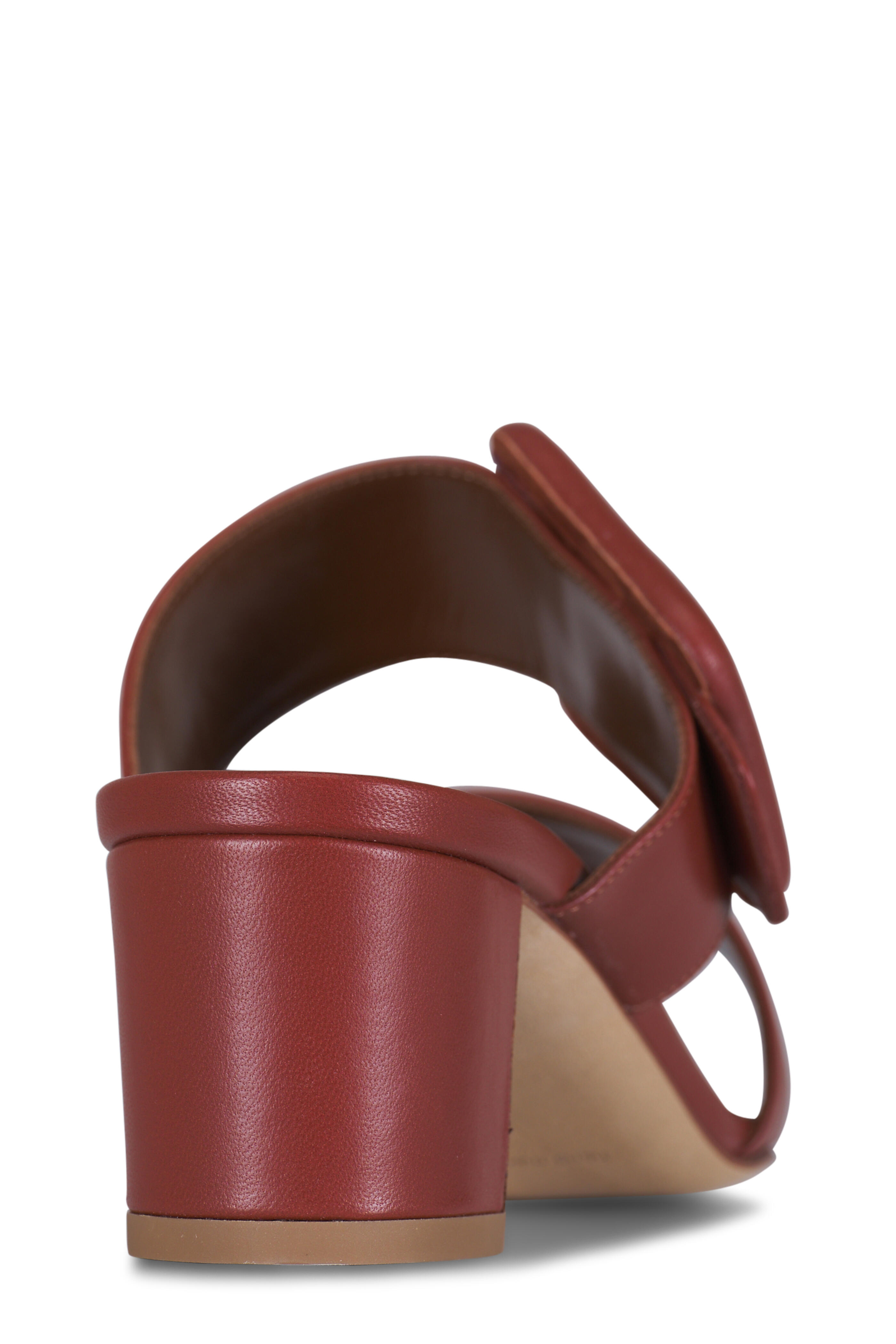 Manolo Blahnik - Titubanew Brown Leather Buckle Sandal, 50mm