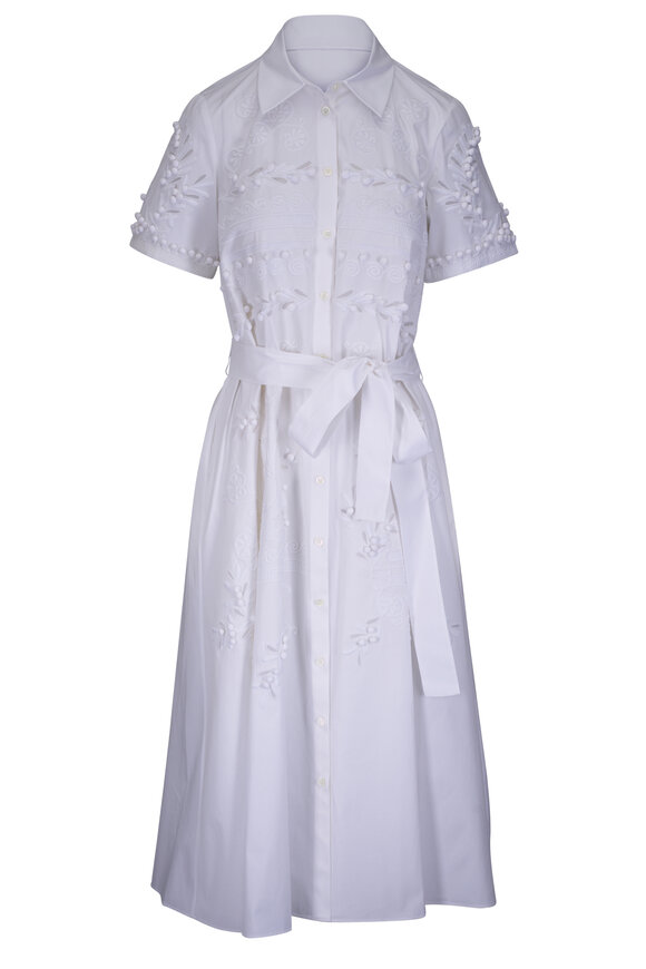 Carolina Herrera White Embroidered Shirt Dress