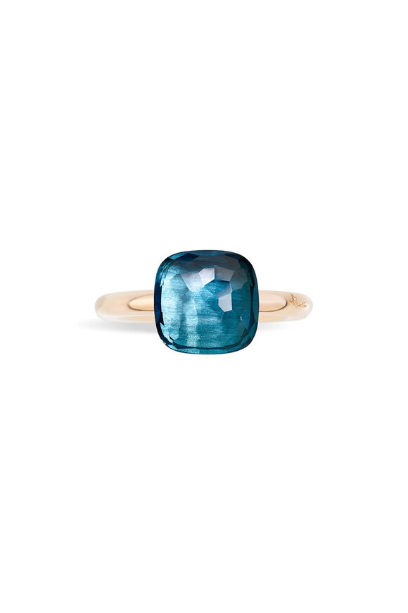 Pomellato 18k Rose Gold Blue Topaz Iconica Ring - view 2