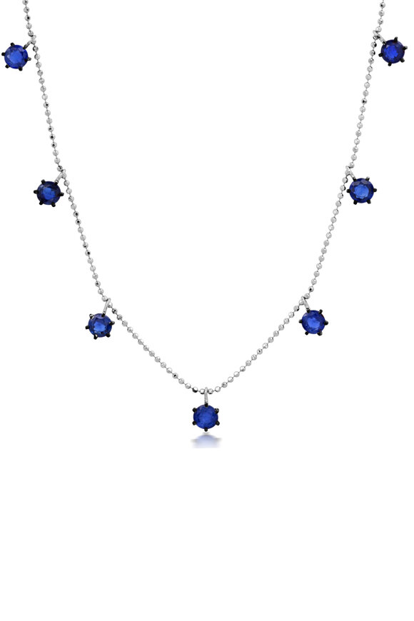 Graziela Gems 18k White Gold Floating Sapphire Necklace