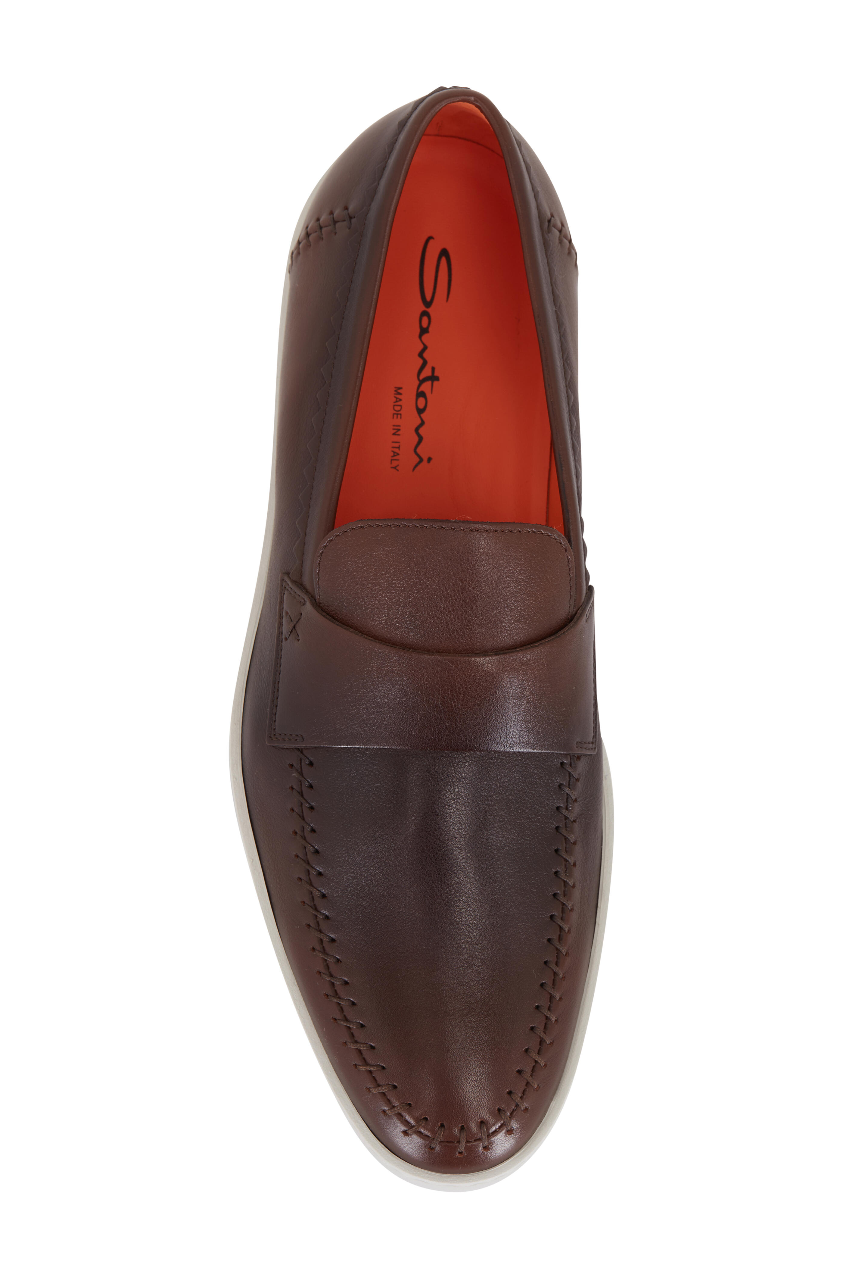 Santoni - Brown Leather Loafer | Mitchell Stores