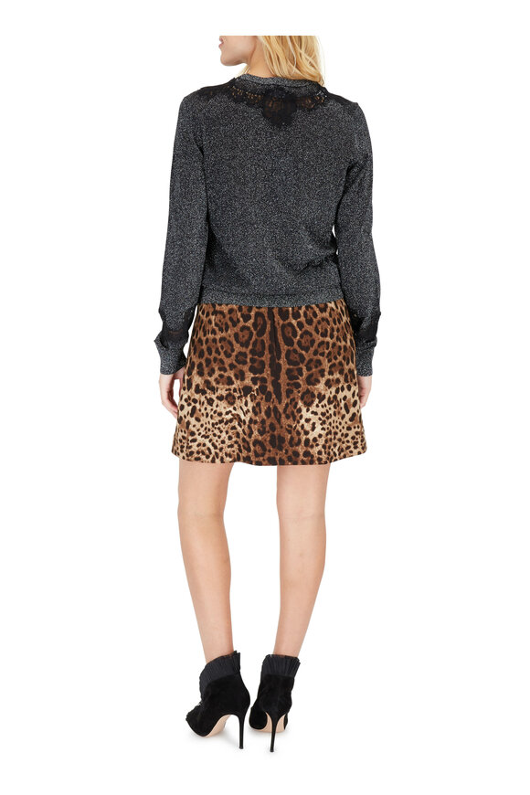 Dolce & Gabbana - Leopard Print Wool Button Front Mini Skirt