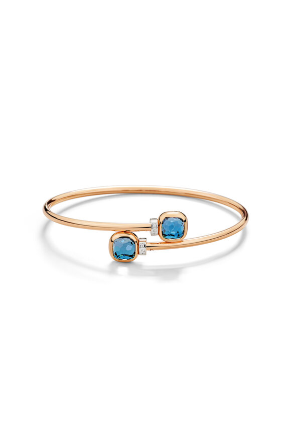 Pomellato 18k Rose Gold Blue Topaz Nudo Mini Bangle - view 2