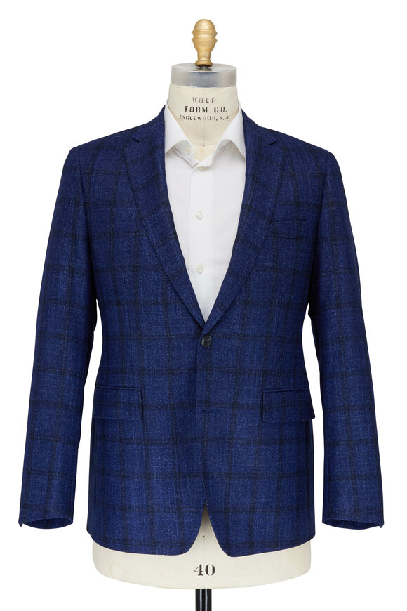 Atelier Munro - Blue Windowpane Wool, Silk & Cashmere Sportcoat