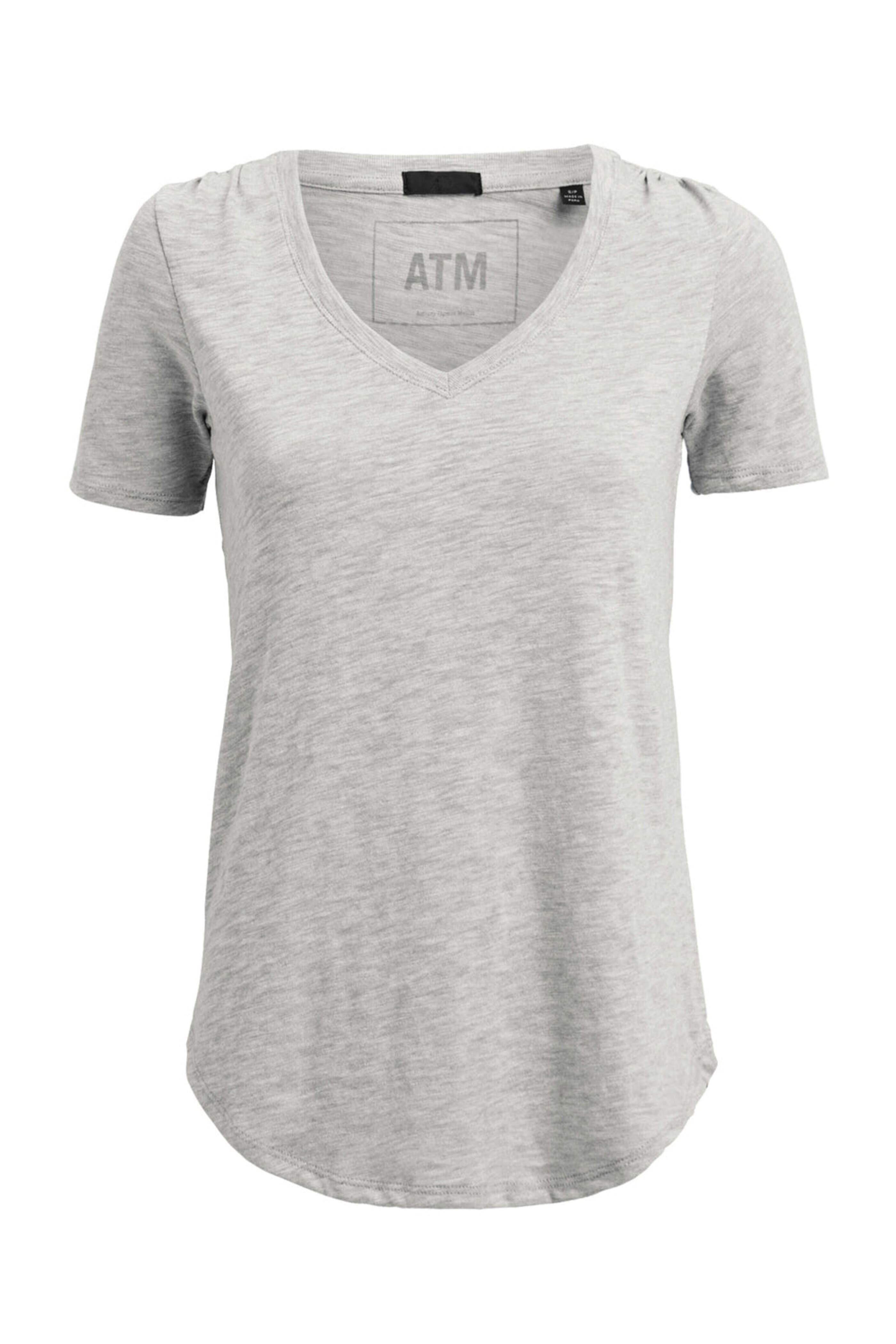 ATM - Heather Grey Slub Jersey Boyfriend V-Neck Tee