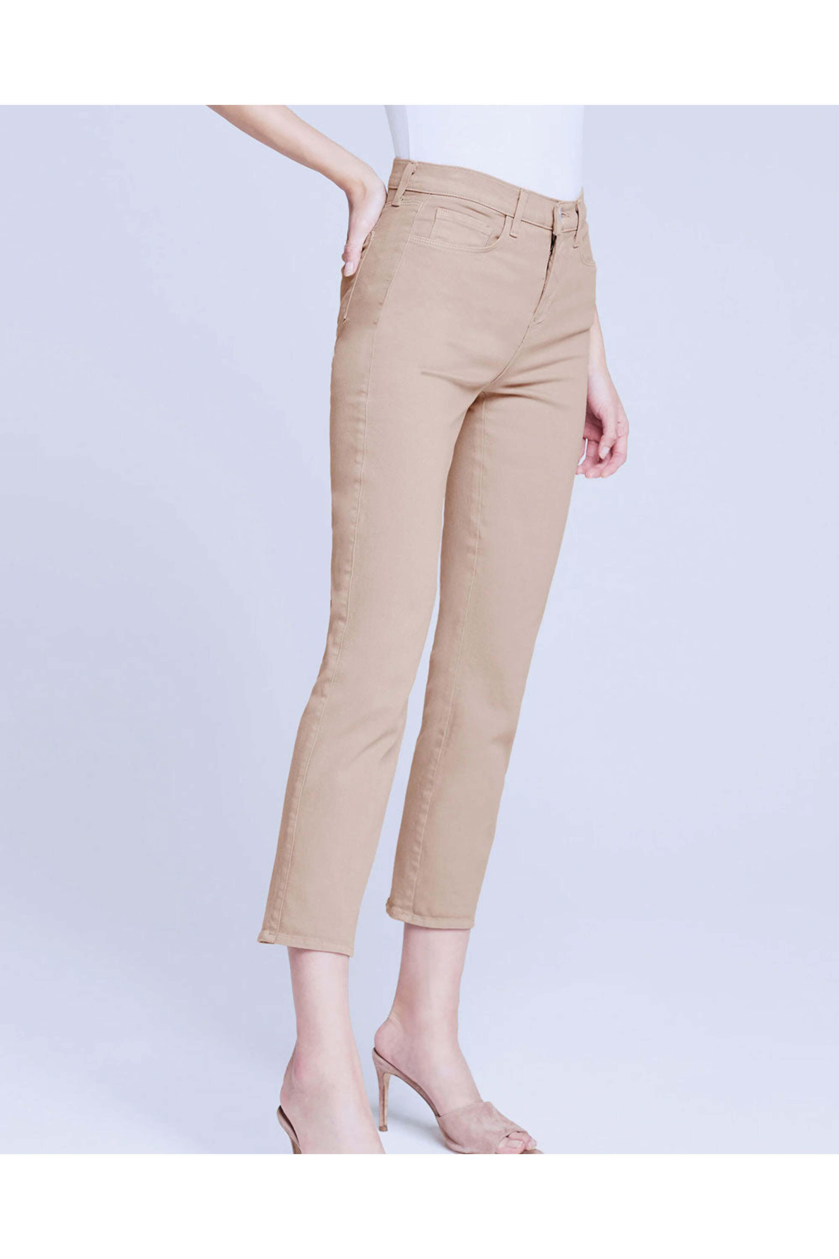 L'Agence - Alexia Cropped Cigarette Jeans in Cashew