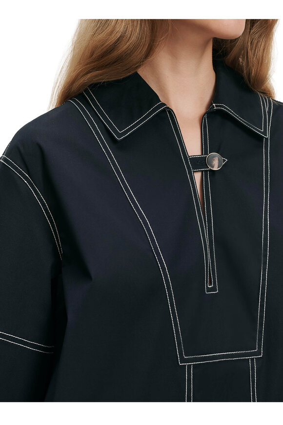 Veronica Beard Phelix Navy Stretch Cotton Mini Dress - view 5