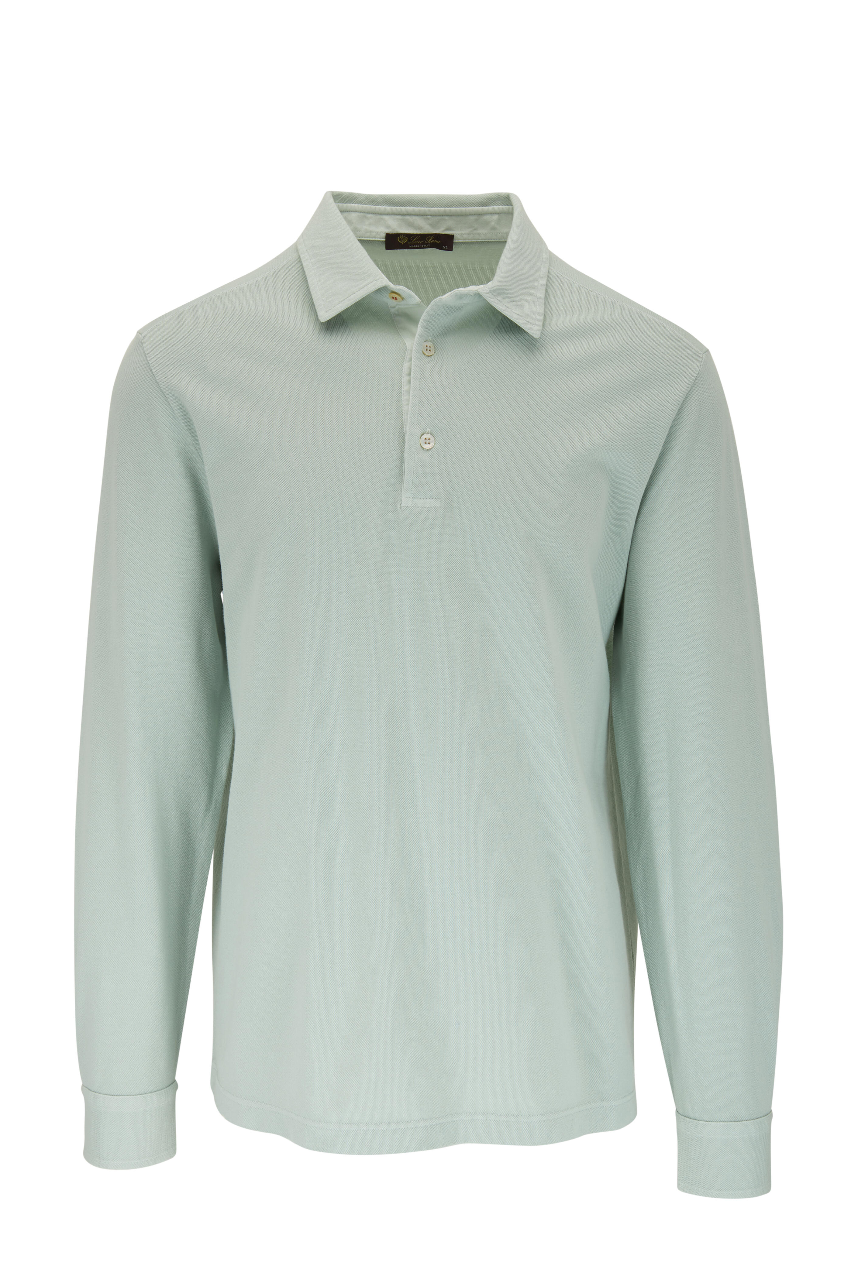 Loro Piana - Mint Green Piqué Long Sleeve Polo