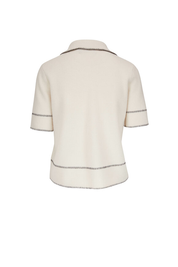 Lisa Yang - Bobby Cream Hand Stitch Detail Sweater