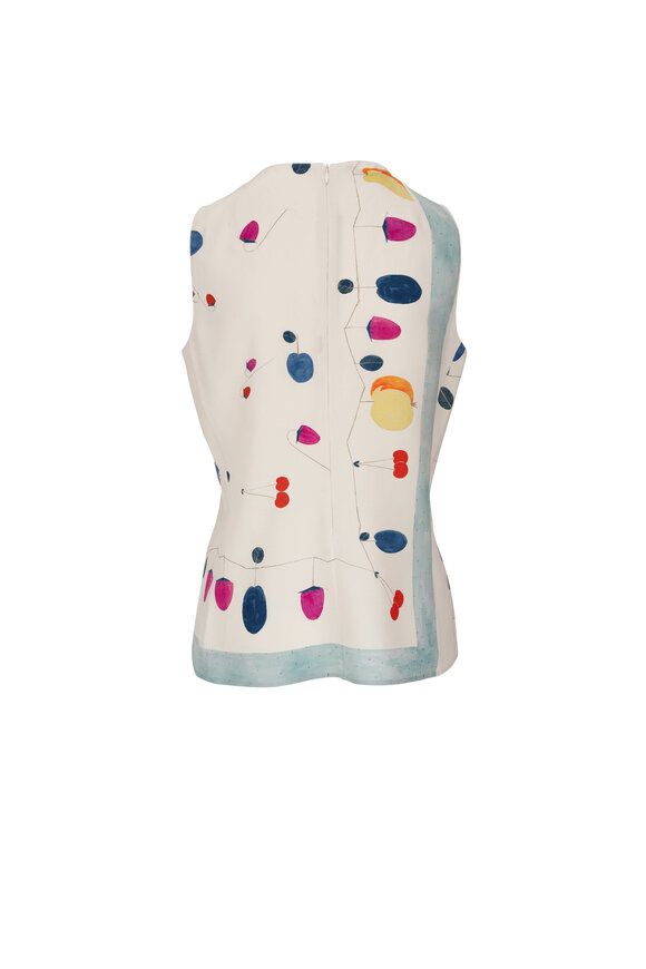 Akris - Fruits Print Sleeveless Silk Blouse 