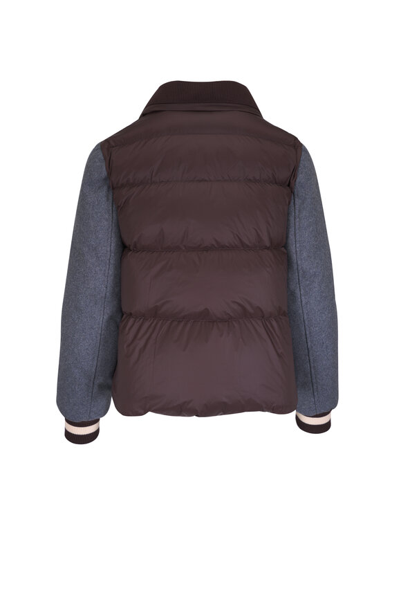 Veronica Beard - Ethan Dark Chocolate Mixed Media Puffer Jacket