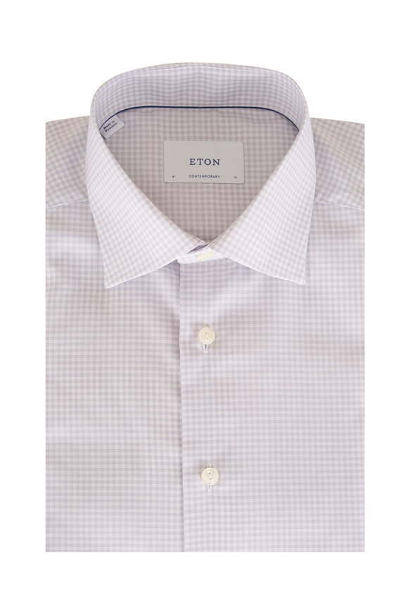 Eton Beige Micro Plaid Cotton Dress Shirt - view 1
