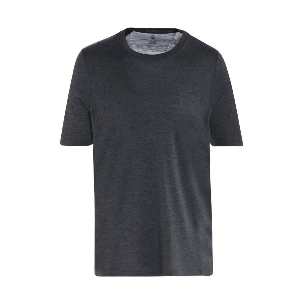 Tシャツ・カットソー BRUNELLO CUCINELLI Silk and cotton t-shirt Grigio Brunello Cucinelli - Logo-Print Silk and Cotton-Blend Jersey