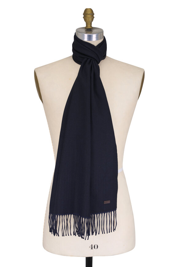 Eton Navy Twill Merino Wool Scarf - view 1