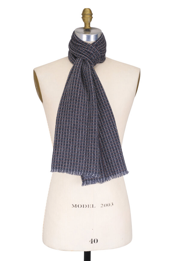 Fedeli - Gray Check Cashmere Scarf