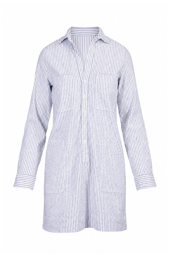 Frank & Eileen Ireland Navy & White Stripe Linen Utility Dress - view 1