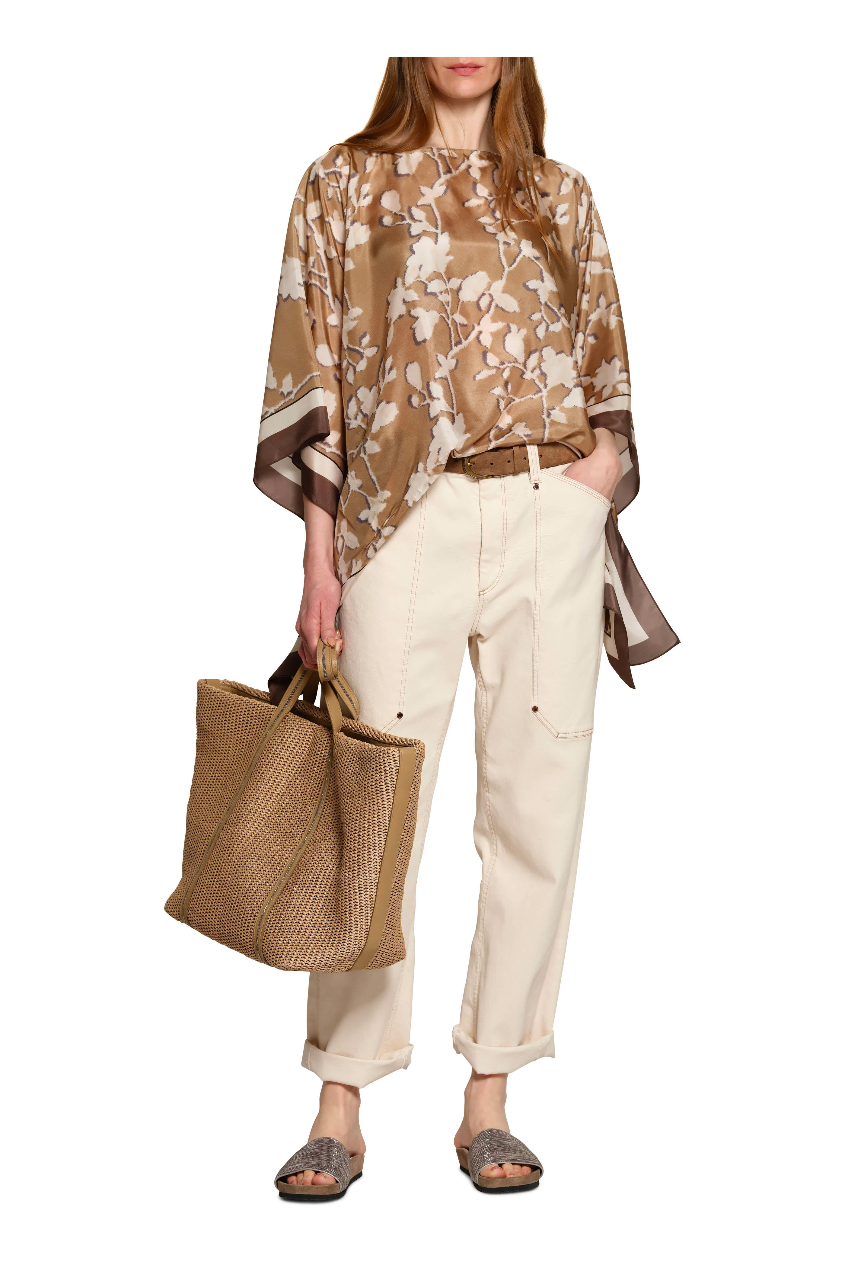 Brunello Cucinelli - Panama Beige Straight Leg Denim Cargo Pant