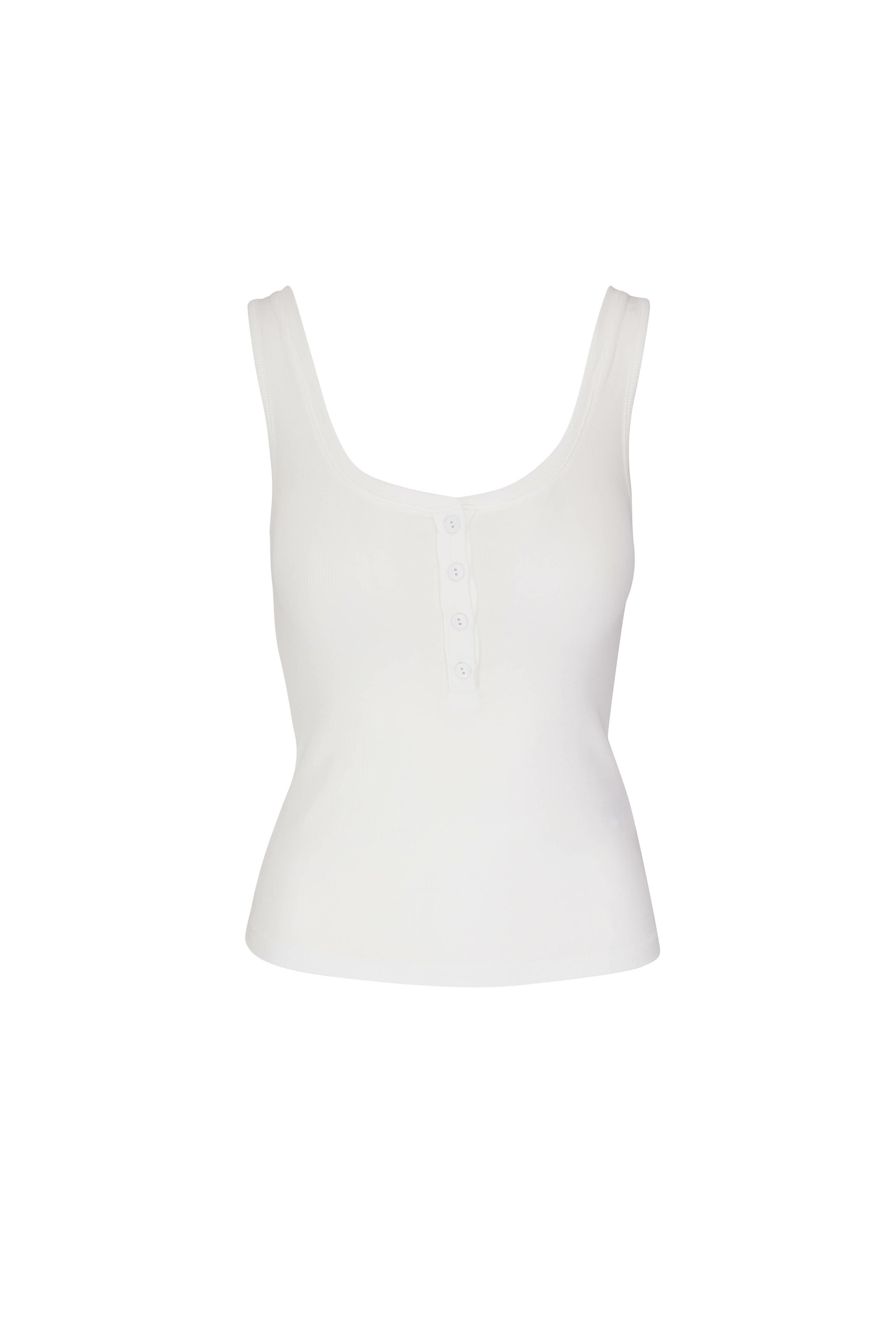 L'Agence - Kate White Henley Tank Top | Mitchell Stores