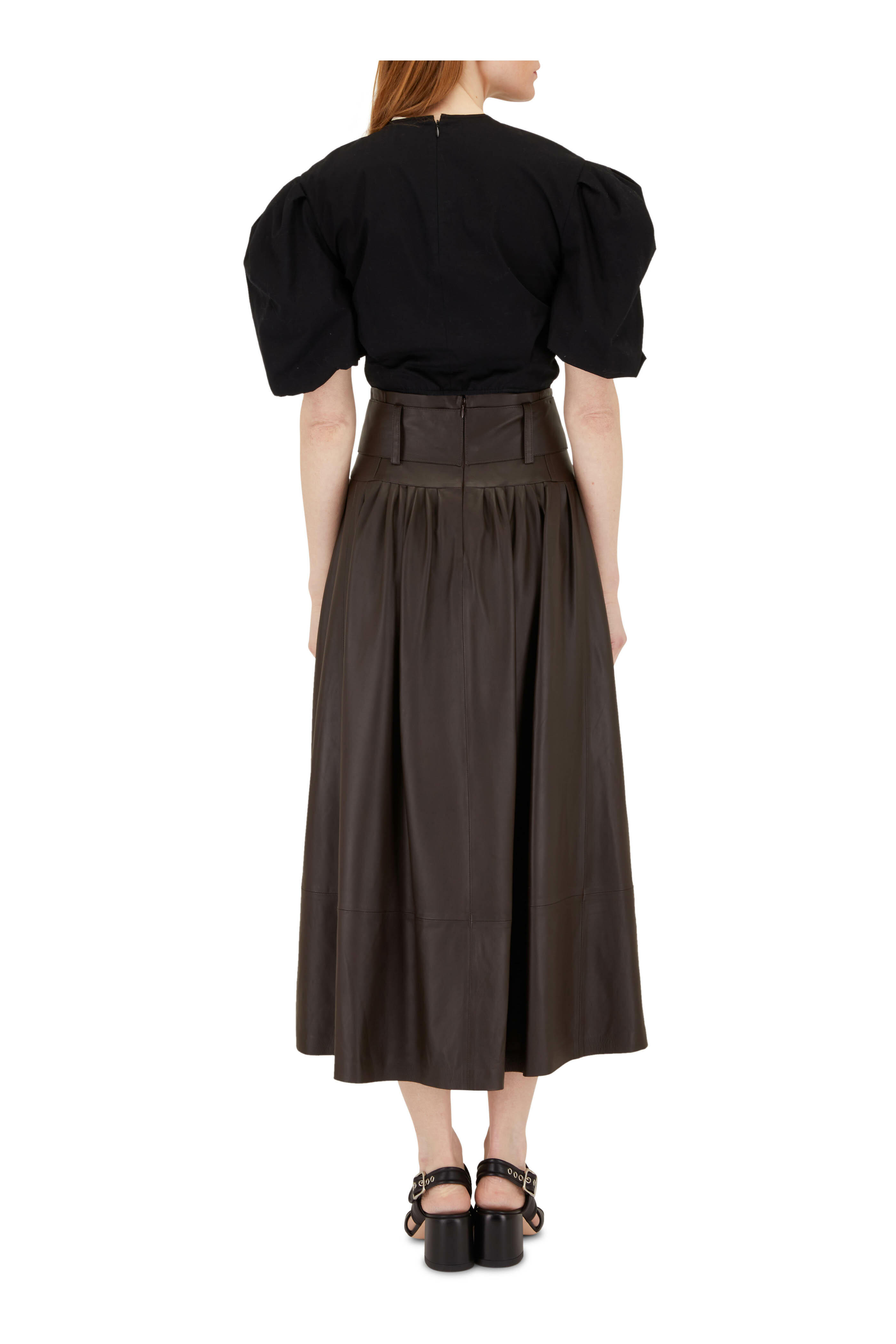 Vince - Black Twist Knot Puff Sleeve Blouse