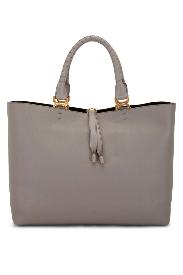 Tod's - Timeless Shopping Bag Gray Leather Tote | Mitchell Stores