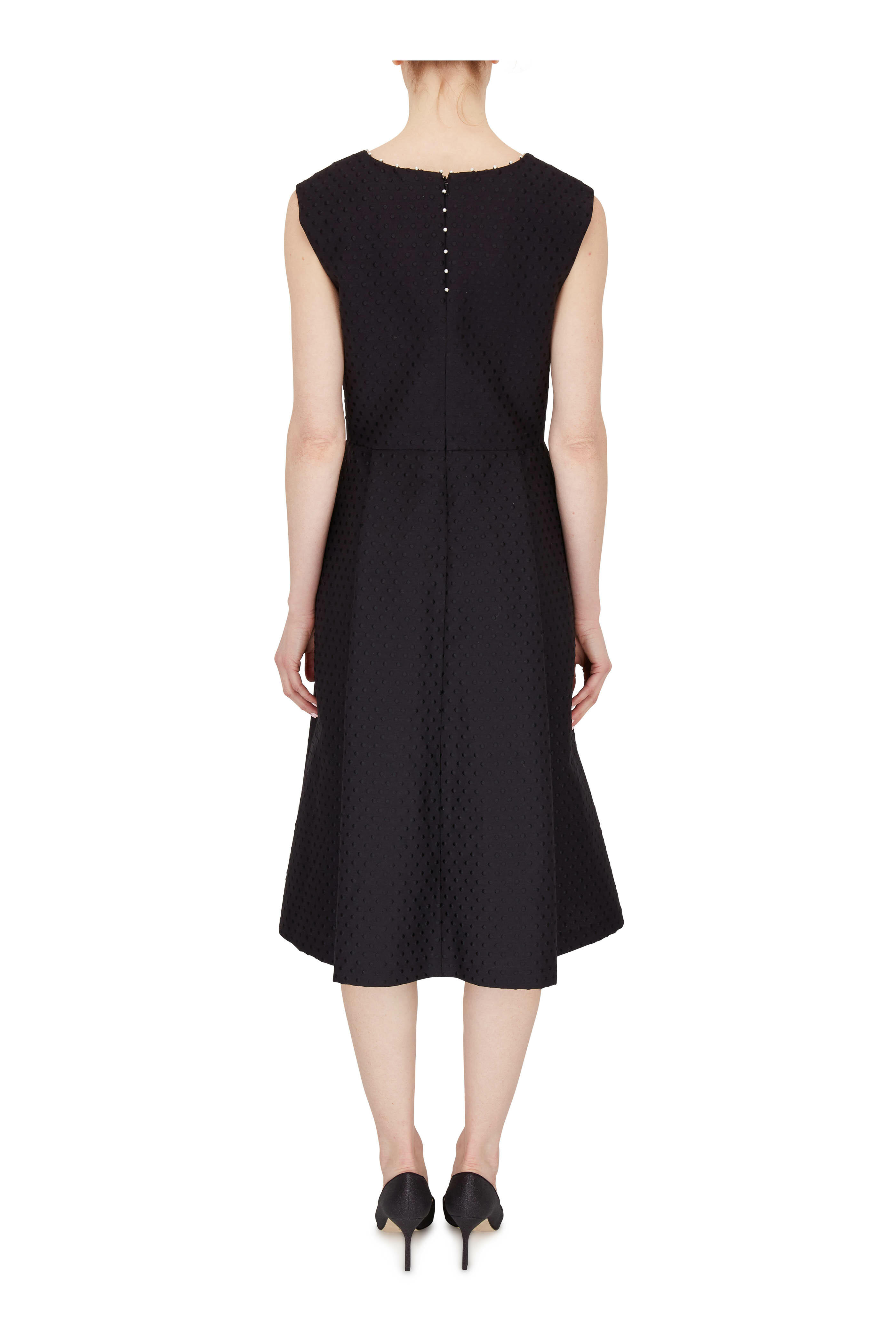 Lela Rose - Black Pearl Detail Sleeveless Fit & Flare Dress