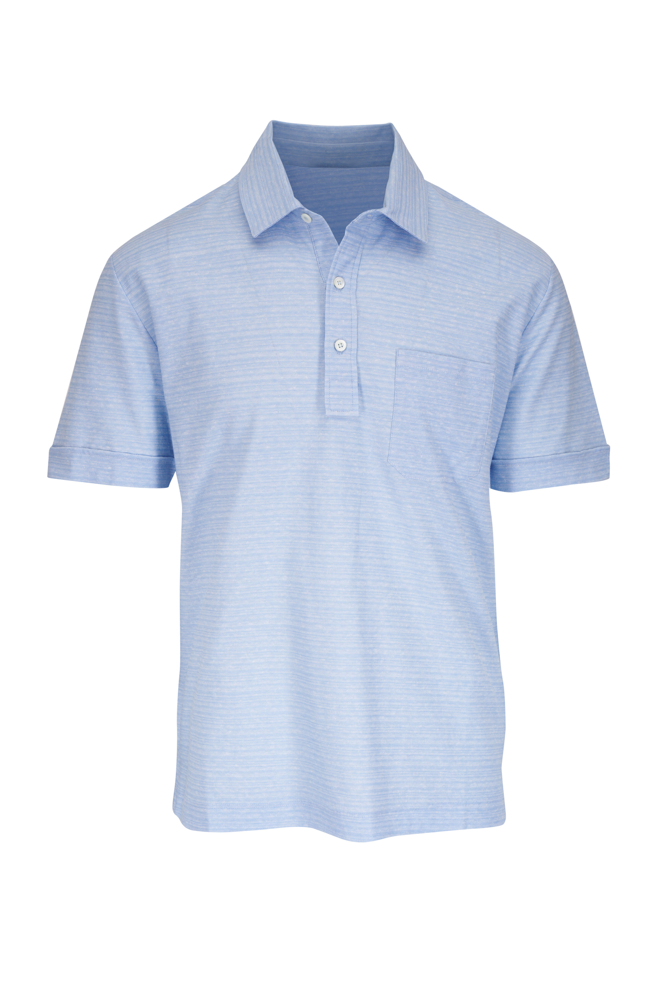 Canali - Light Blue Cotton & Linen Polo
