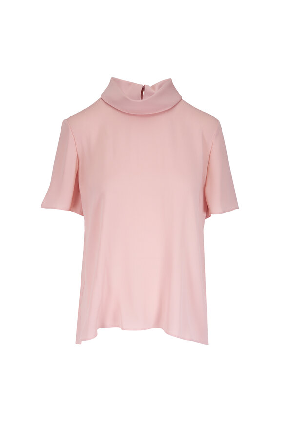 Valentino Georgette Solid Rose Silk Top